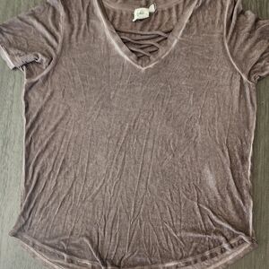 White Cross Mauve Short Sleeve Top